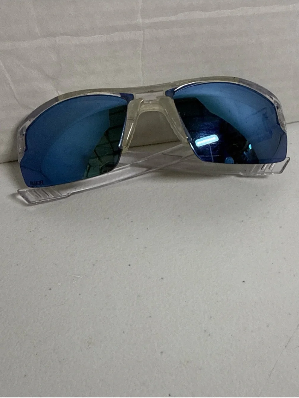 UNDER ARMOUR Nitro L POLARIZED Youth Sunglasses Crystal Clear/Blue RARE